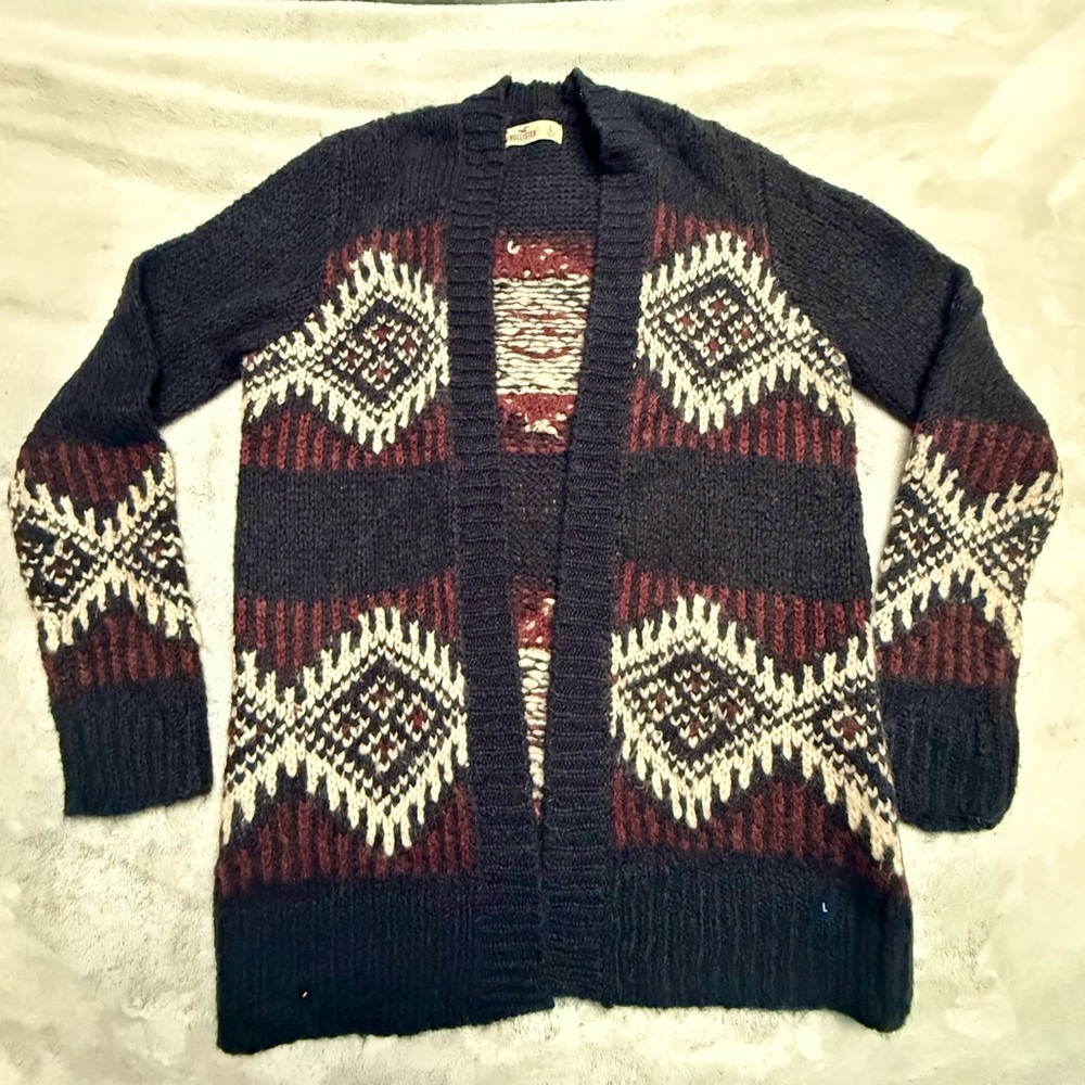 New w/tags Hollister Blue Open Front Chunky Knit Cardigan Size L